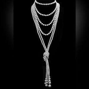 Elegant Silver Faux Pearl Fashion Necklace